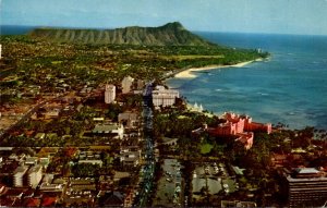 Hawaii Waikiki Area Aerial View With Diamond Head In Background 1960