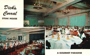 Vintage Postcard Dick's Coral Restaurant Aged Steaks Arlington Heights Illinois