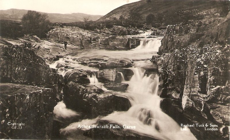 Achnaclearach Falls. Garve  Tuck Real Photograph PC # GE 13