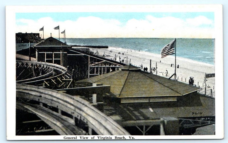 VIRGINIA BEACH, VA Virginia ~ ROLLER COASTER on the BEACH  c1910s Postcard