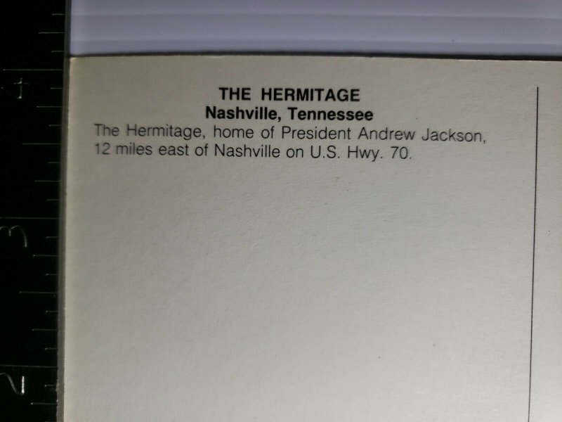 VTG Postcard The Hermitage Nashville Tennessee 1988 President Andrew Jackson 750