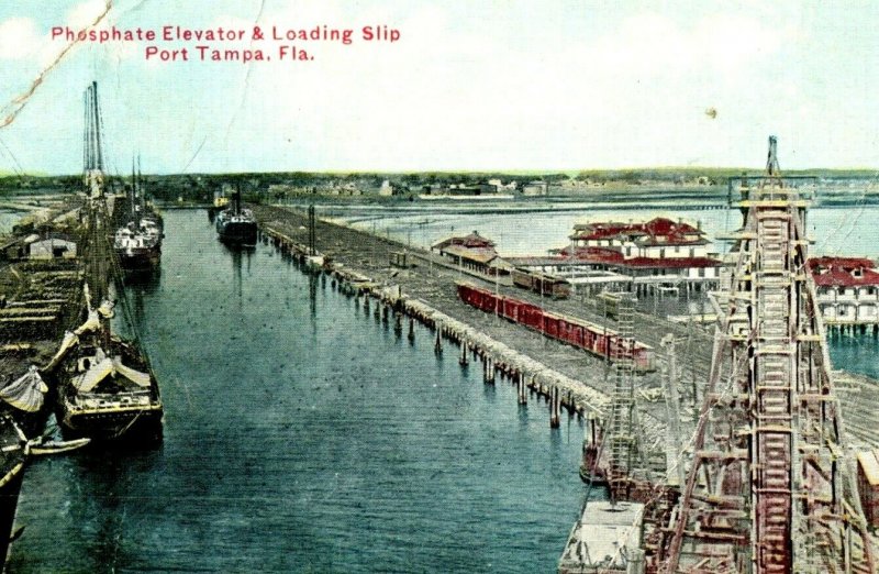 C. 1905-10 Phosphate Elevator & Landing Slip Port Tampa. FL. Postcard F78 