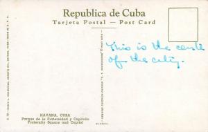 Semi-modern postcard Republica de Cuba Havana Fraternity Square and Capitol