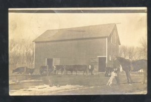 RPPC BANCROFT IOWA 1911 FARM SCENE TO MACOMB ILL BARN REAL PHOTO POSTCARD