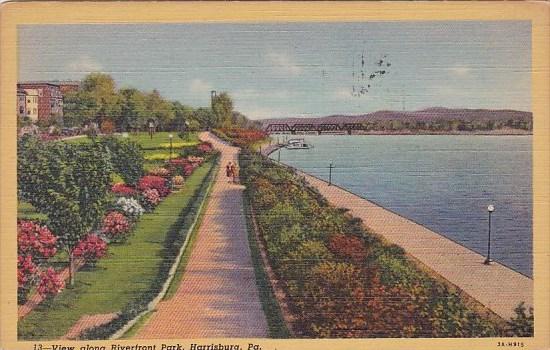 Pennsylvania Harrisburg View Along Riverfront Park 1945