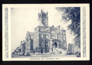 New Lexington, Ohio/OH Postcard, Courthouse, Old 1940's Cars