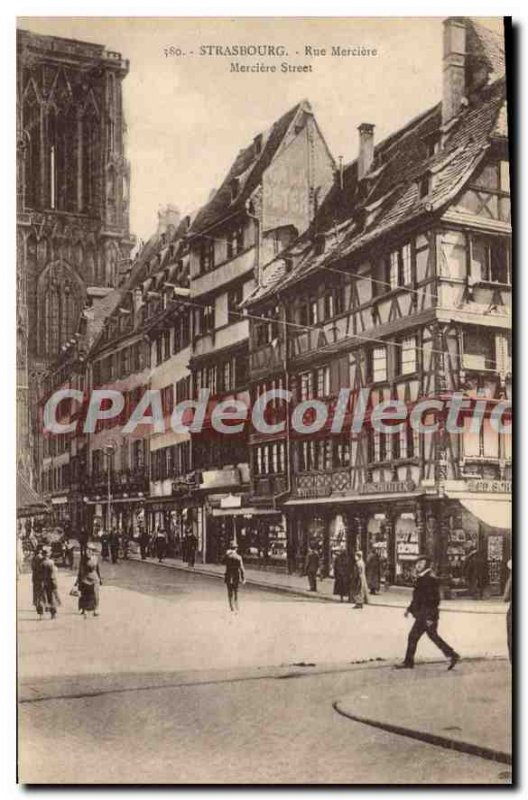 Postcard Old Street Strasbourg Merciere