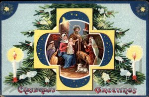 Christmas Nativity Jesus Christ Mary Joseph c1910 Vintage Postcard