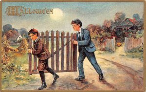 Hallowe'en  Boys Causing Mischief, Raphael Tuck & Sons Published, PC U13049