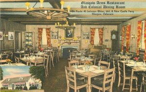 Delaware Glasgow Arms Restaurant dining room Mellinger Postcard 22-3977