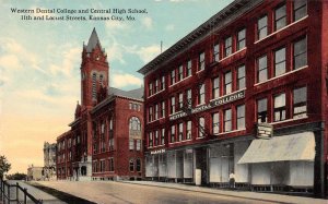 Kansas City Missouri Western Dental College & Central High School, Color Litho.