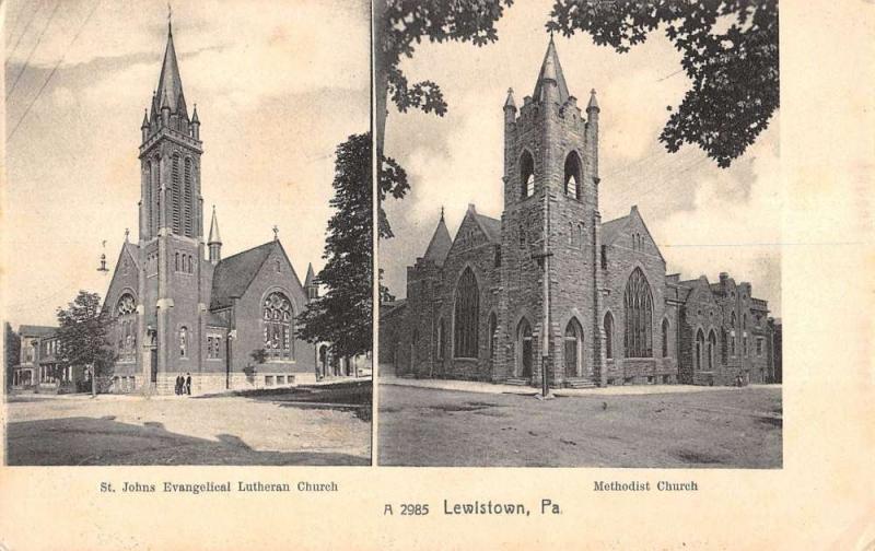 Lewistown Pennsylvania Evangelical Methodist Churches Antique Postcard K17949