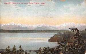 OLYMPIC MOUNTAINS AS SEEN FROM SEATTLE WASHINGTON POSTCARD 1911 PSTMK