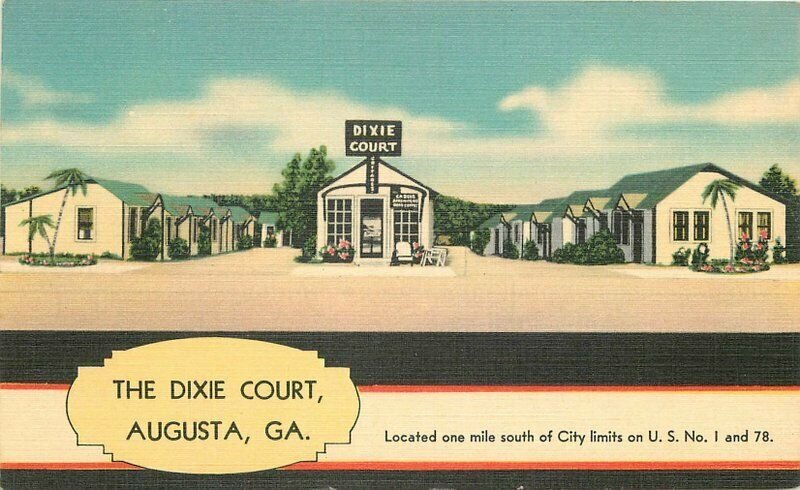 Augusta Georgia The Dixie Court Roadside linen MWM Postcard 21-7048