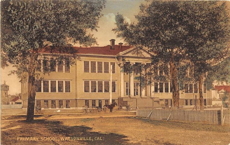 California Ca Postcard c1910 WATSONVILLE Primary School Building