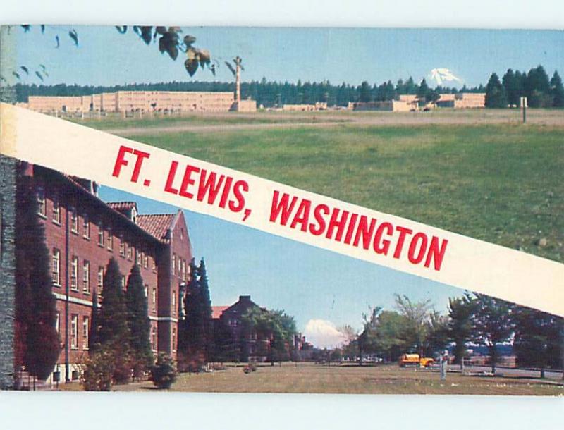 Pre-1980 TWO VIEWS ON CARD Fort Lewis - Lakewood & Parkland & Tacoma WA ho7625