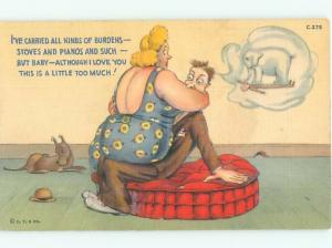 Linen Comic CHUBBY FAT WOMAN SMOTHERS SKINNY BOYFRIEND AC6951