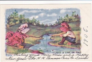 Sunbonnet Girls Fishing Just A Line Or Two