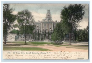 1908 Mc Graw Hall Cornell University Ithaca NY Handcolored Rotograph Postcard