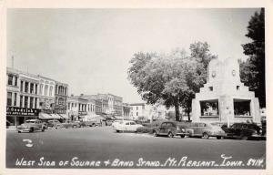 Mount Pleasant Iowa West Side of Square Real Photo Antique Postcard J59968