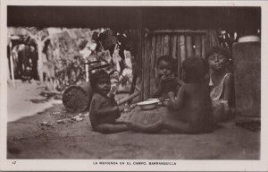 RPPC Postcard La Merienda en El Campo Barranquilla Puerto Rico