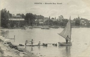 australia, WA, PERTH, Mounts Bay Road, Sailing Boat (1900s) Postcard