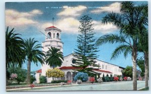 LA JOLLA, CA California ~ ST. JAMES By the SEA CHURCH c1940s Linen Postcard