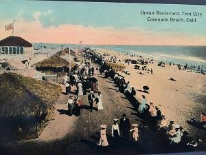 Postcard  Ocean Boulevard, Tent City in Coronado Beach, CA.   U2