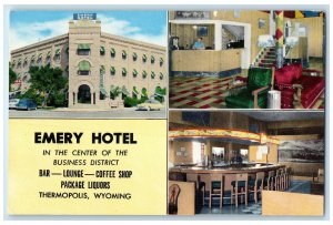 1960 Emery Hotel Exterior Lounge Interior Thermopolis Wyoming WY Posted Postcard
