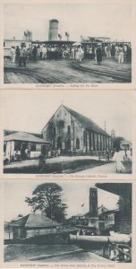 Gambia Bathurst postcards lot river sailing three gun battery tower clock church