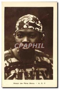 Postcard Old Negro Woman Black Mission Peres Blancs AOF