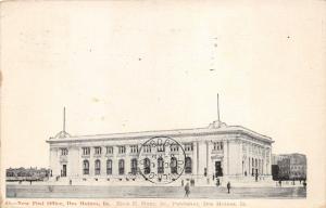 Des Moines Iowa~New US Post Office~People Walking in Front~1908 Postcard