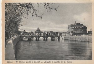 ROME, CASTEL St ANGELO & BRIDGE, Italy - Vintage POSTCARD