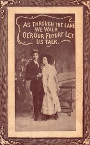 Vintage Postcard As Through The Lane We Walk Our Future Let Us Talk Couple Lover