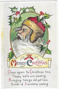 A Merry Christmas Santa Embossed Mailed 1914