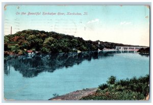 Kankakee Illinois IL Postcard On The Beautiful Kankakee Scenic View 1909 Antique