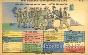 A busy Solider's Correspondence Card Military Unused 