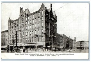 1909 Busiest Corner Monroe And Market Streets Grand Rapids Michigan MI Postcard