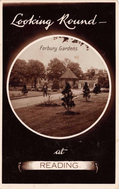 READING UK THELOOKING ROUND BORBURY GARDENS~UNIQUE ROUND BROMIDE PHOTO POSTCARD