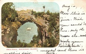 Vintage Postcard 1904 Arch Rock Formation Ocean View Mackinac Island Michigan MI