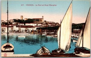 Cannes Le Port Et Mont Chevalier France Marina Boats Yachts Postcard