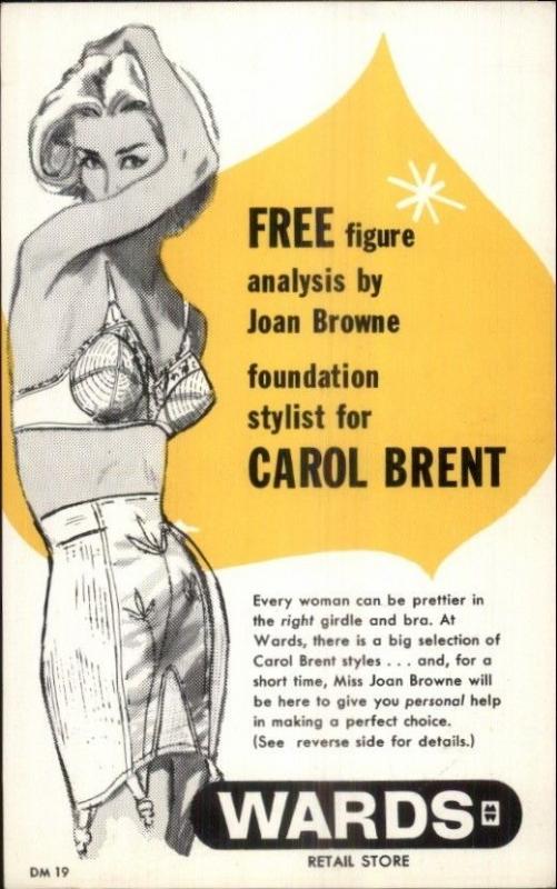 Women's Undergarments Bra - Wards Store 1950s-60s Postcard