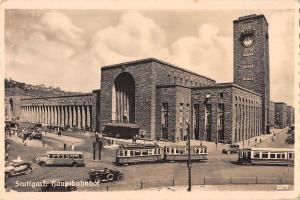 B99535 real photo tramway tram car voiture stuttgart hauptbahnhof germany