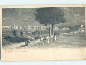 Old Postcard HORSES AND CARTS ON ROAD Roma - Rome Italy F5553