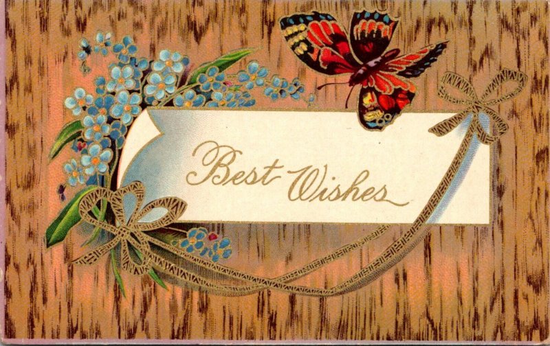 Butterflies Best Wishes With Butterfly and Flowers