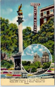 SALT LAKE CITY, UT Utah    HOTEL TEMPLE SQUARE    c1940s   Linen   Postcard