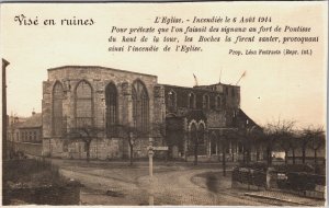 Belgium Visé en Ruines L'Eglise 1914 World War 1 Wezet Vintage RPPC C049