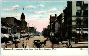 OMAHA, Nebraska  NE ~ DOUGLAS STREET East from 16th Street   1907  Postcard