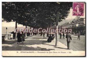Old Postcard Evian Les Bains Promenade Du Quai Baron De Blonay