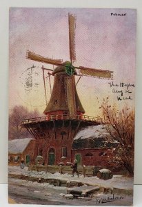 Gerstenhauer Signed Dutch Windmill Netherlands 1905 Postcard B13